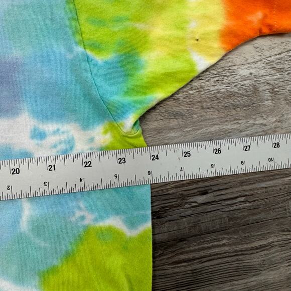 Vintage Fruit of The Loom Swirl Tie Dye Mens 2XL Rainbow Psychedelic T-Shirt 80s - Picture 5 of 7
